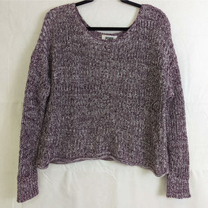 PINK Victoria's Secret Small Burgundy/Purple & White Marled Knit Cropped Sweater